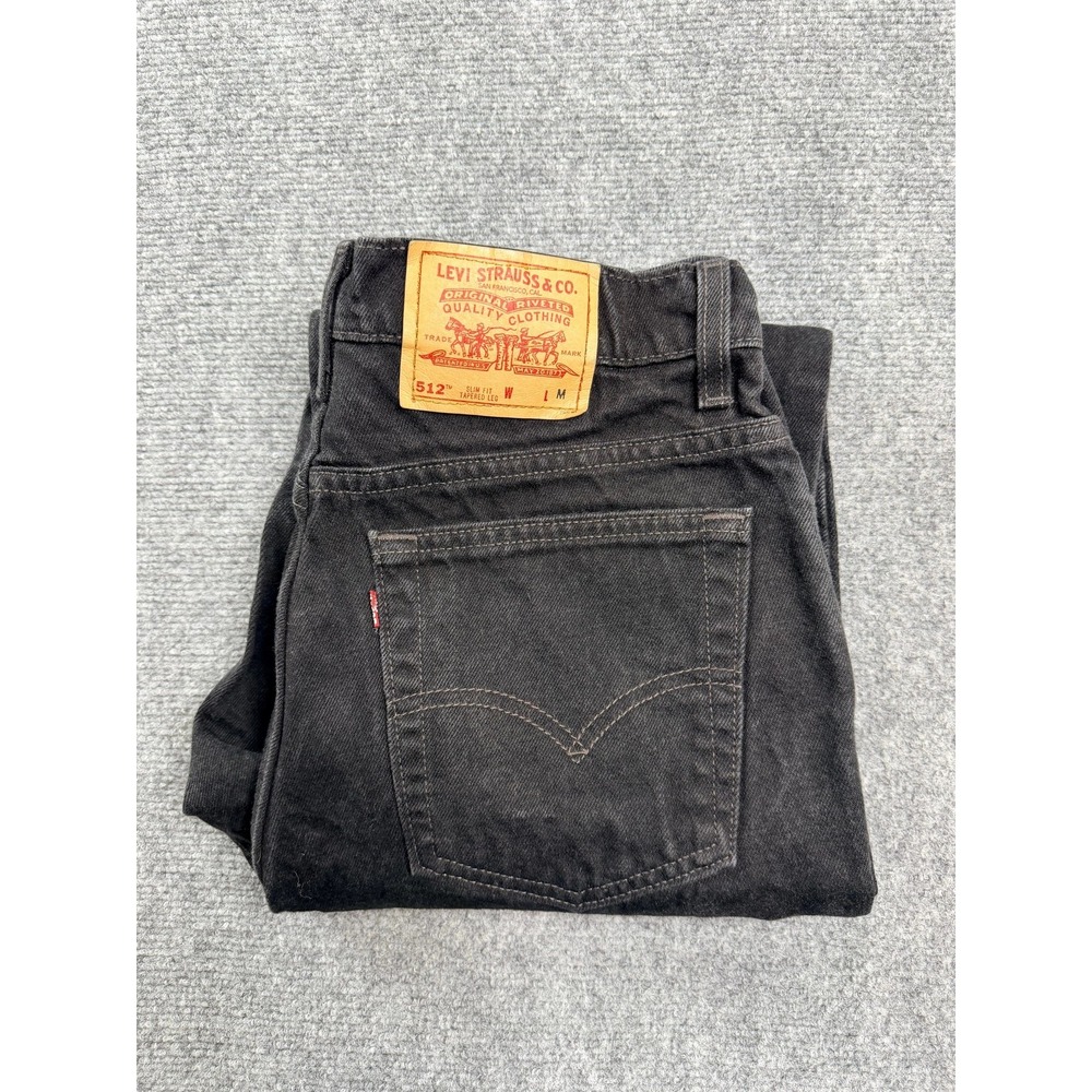 Vintage Levi's 512 Women's Jeans Size 14 Slim Tapered Black Faded High Waisted M